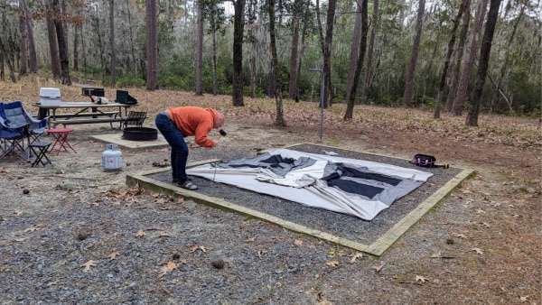 Typical size of a tent pad at a state park in NC. 